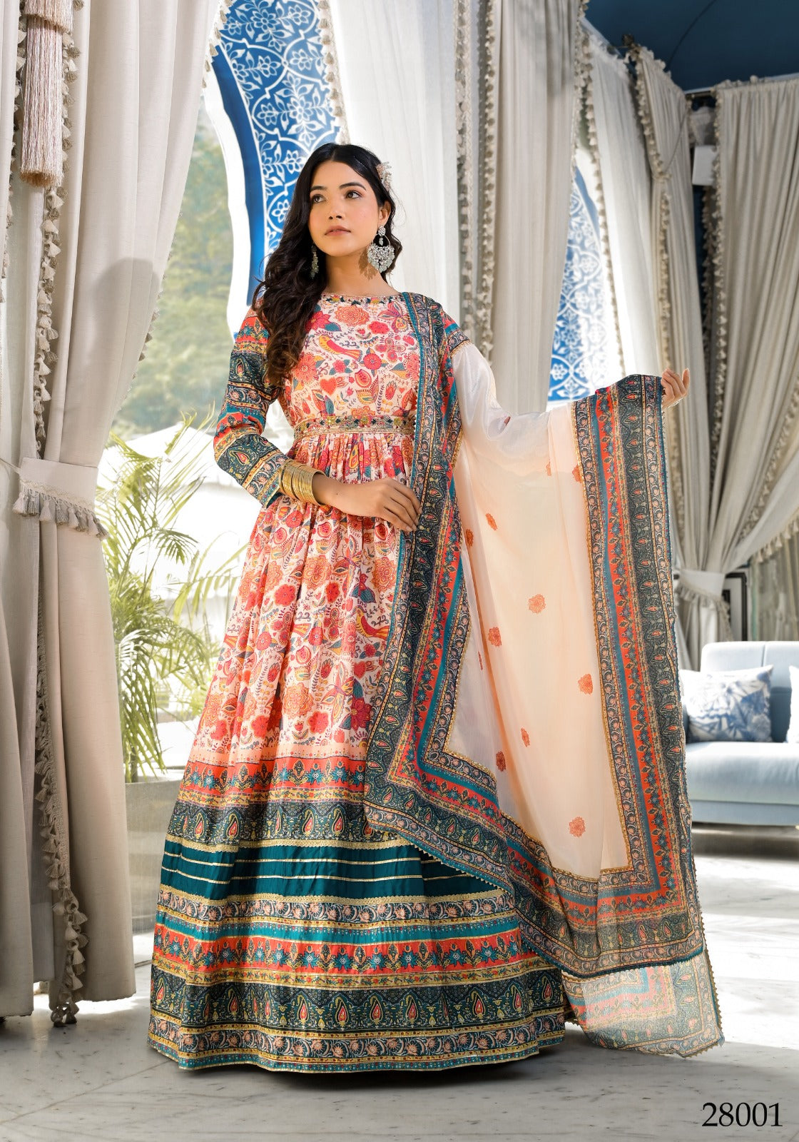 28001 Sanj Tejasvee Digital Print Gown Dupatta Set