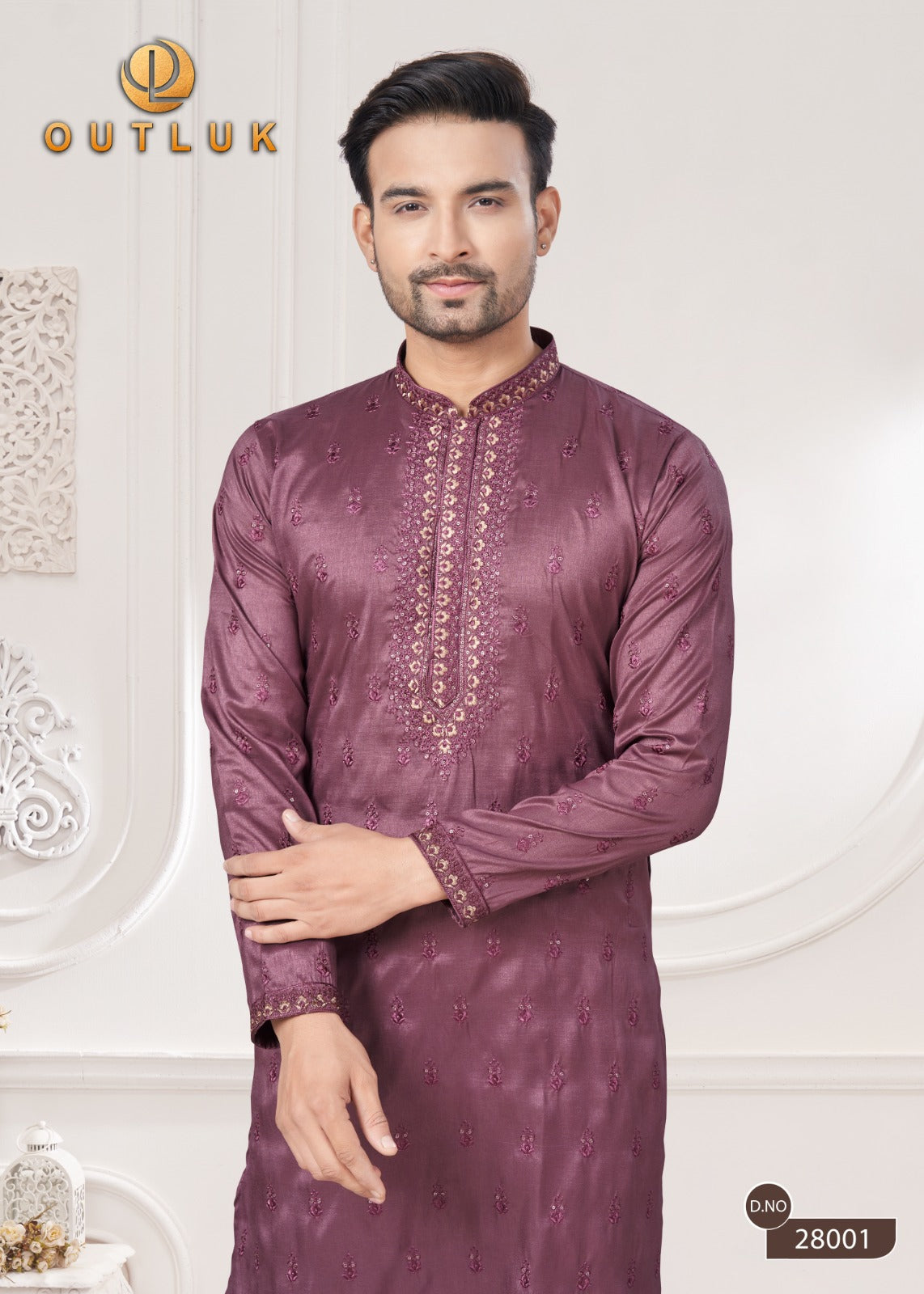 28001 Wedding Collection Vol 28 Outluk Sequence Work Mens Kurta Pyjama