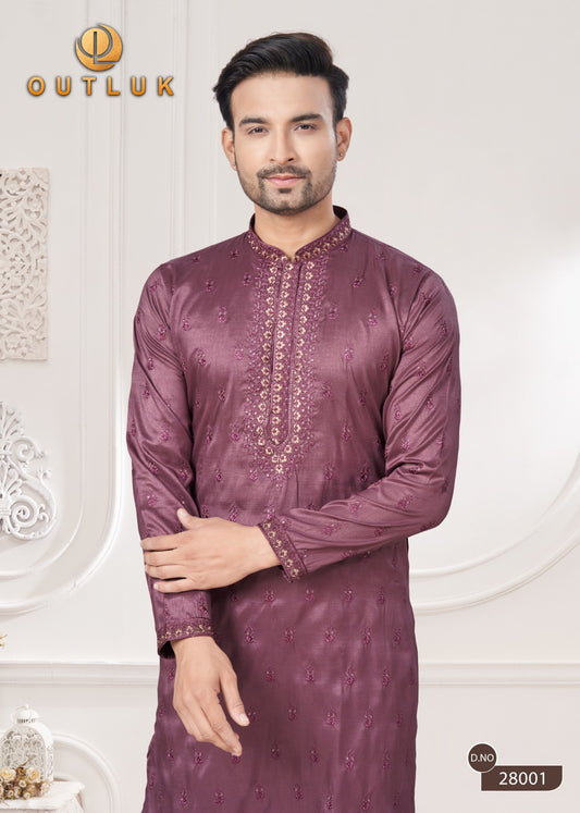 28001 Wedding Collection Vol 28 Outluk Sequence Work Mens Kurta Pyjama