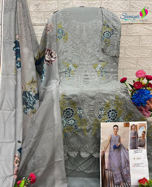 28002 Maria B Lawn Vol 28 Saniya Trendz Embroidery Pakistani Salwar Suits