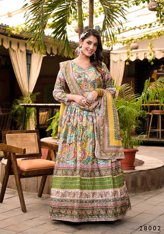 28002 Sanj Tejasvee Digital Print Gown Dupatta Set