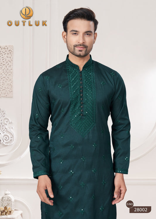 28002 Wedding Collection Vol 28 Outluk Sequence Work Mens Kurta Pyjama