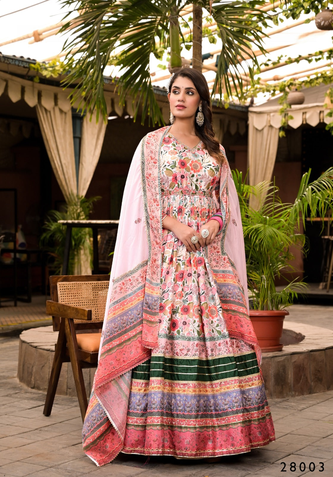 28003 Sanj Tejasvee Digital Print Gown Dupatta Set