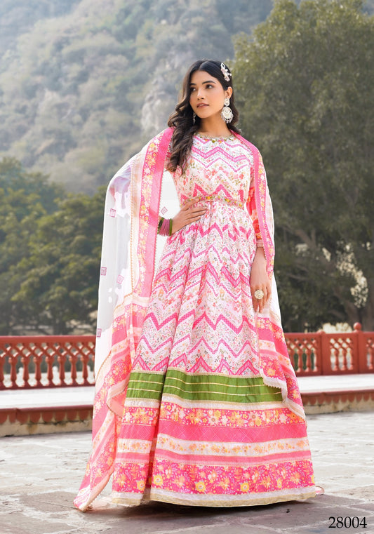 28004 Sanj Tejasvee Digital Print Gown Dupatta Set