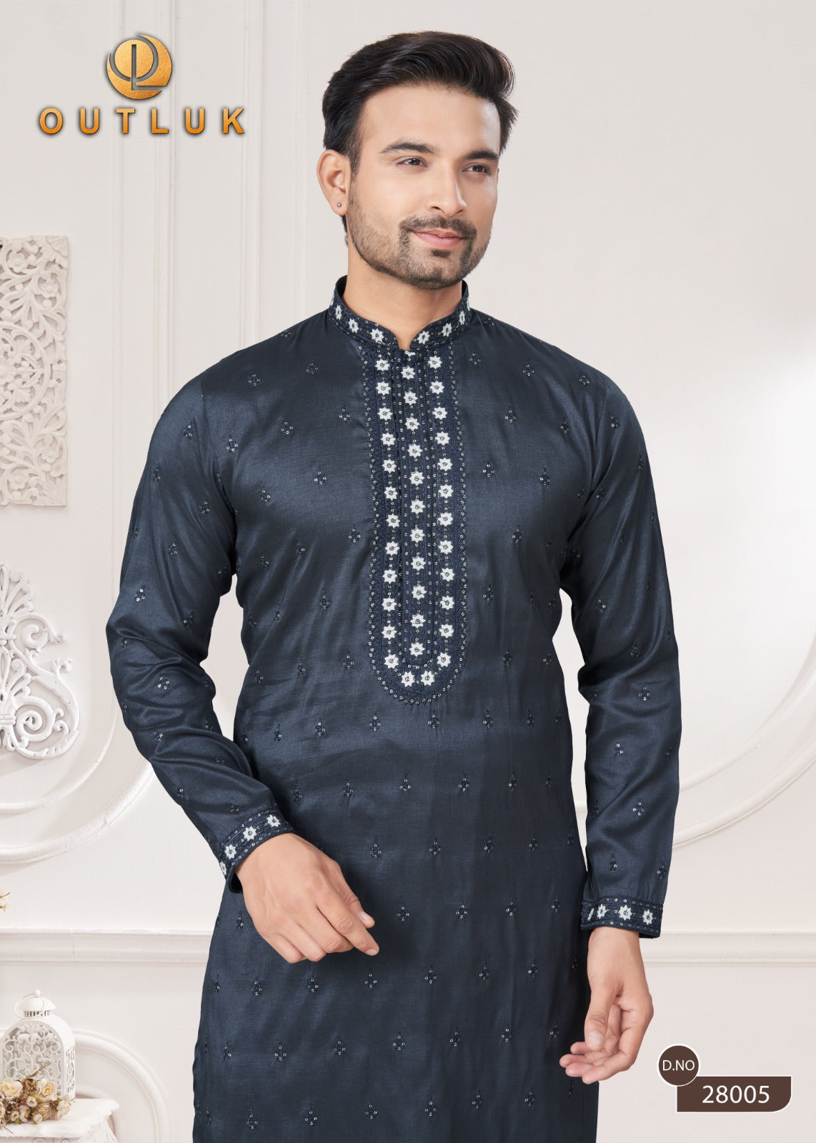 28005 Wedding Collection Vol 28 Outluk Sequence Work Mens Kurta Pyjama