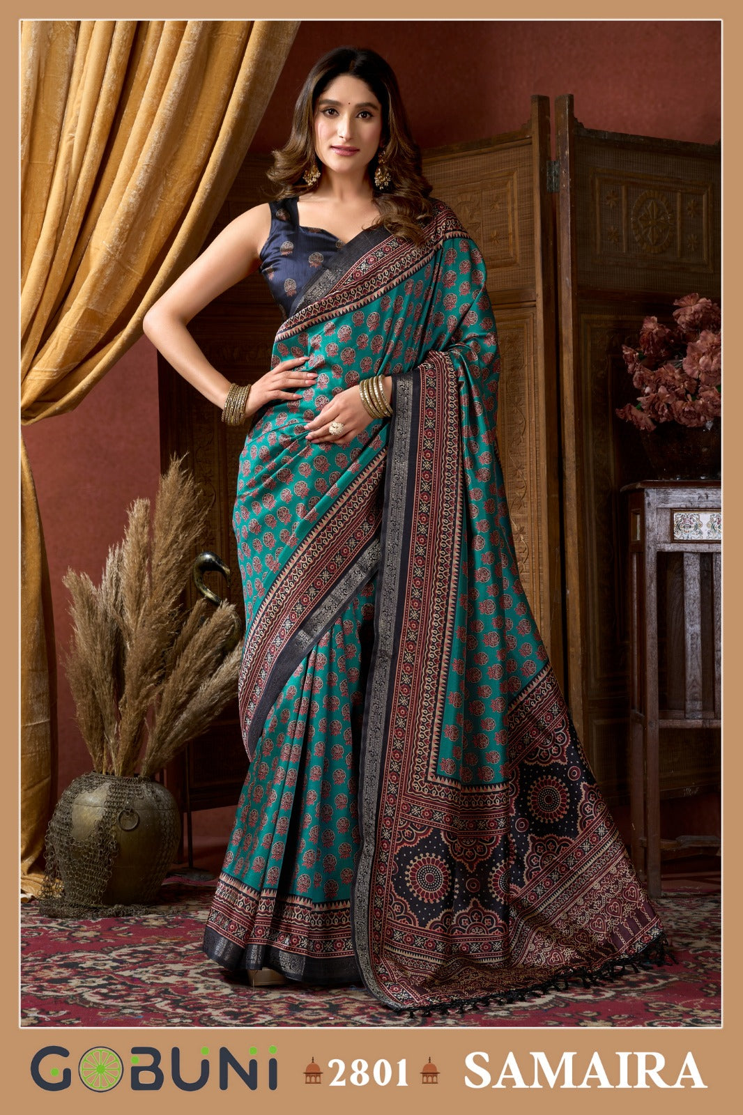 2801 Samaira Gobuni Cluster Digital Sarees