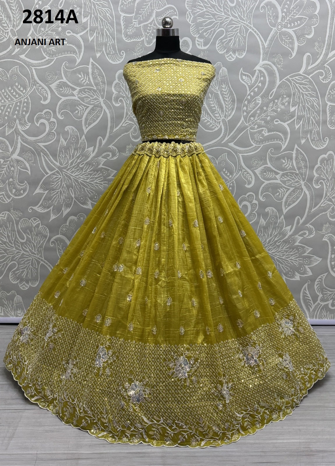 2814A Anjani Art Gold Crush Lehenga Choli