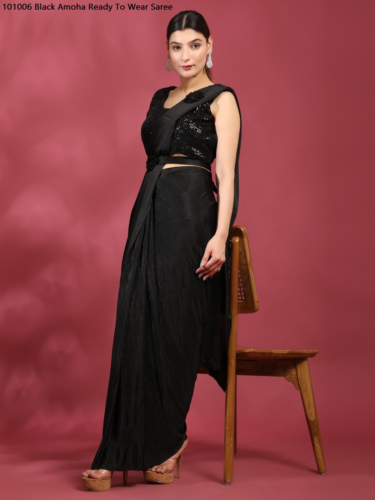 101006Black Amoha Ready To Wear Saree