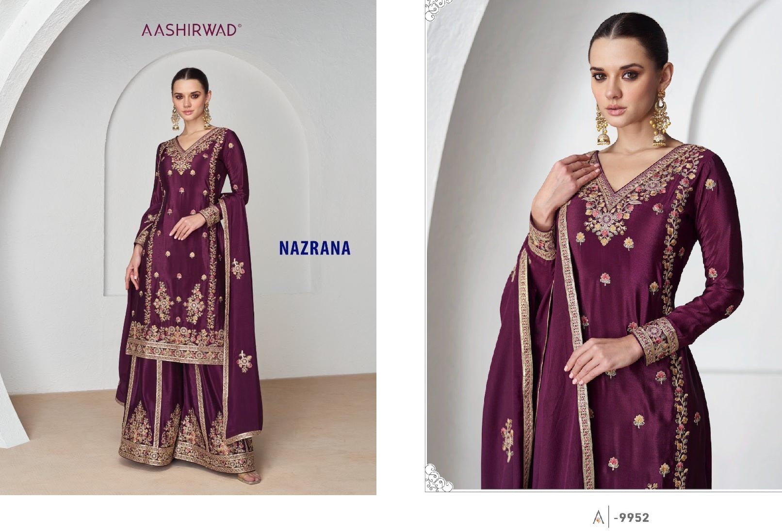 9952 Nazrana Aashirwad Creation Readymade Suits