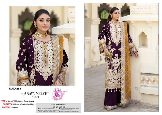 283 Anaya Vol 2 Dinsaa Suit Embroidery Velvet Suits