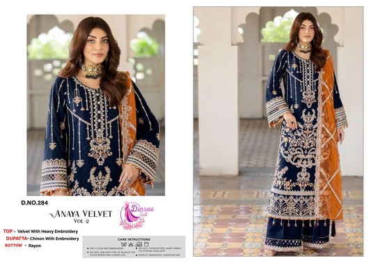 284 Anaya Vol 2 Dinsaa Suit Embroidery Velvet Suits