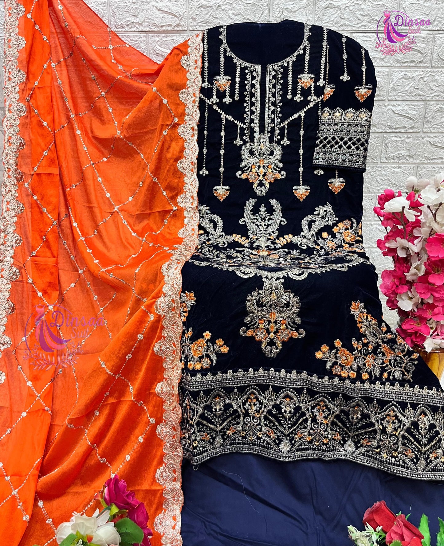 284 Anaya Vol 2 Dinsaa Suit Embroidery Velvet Suits