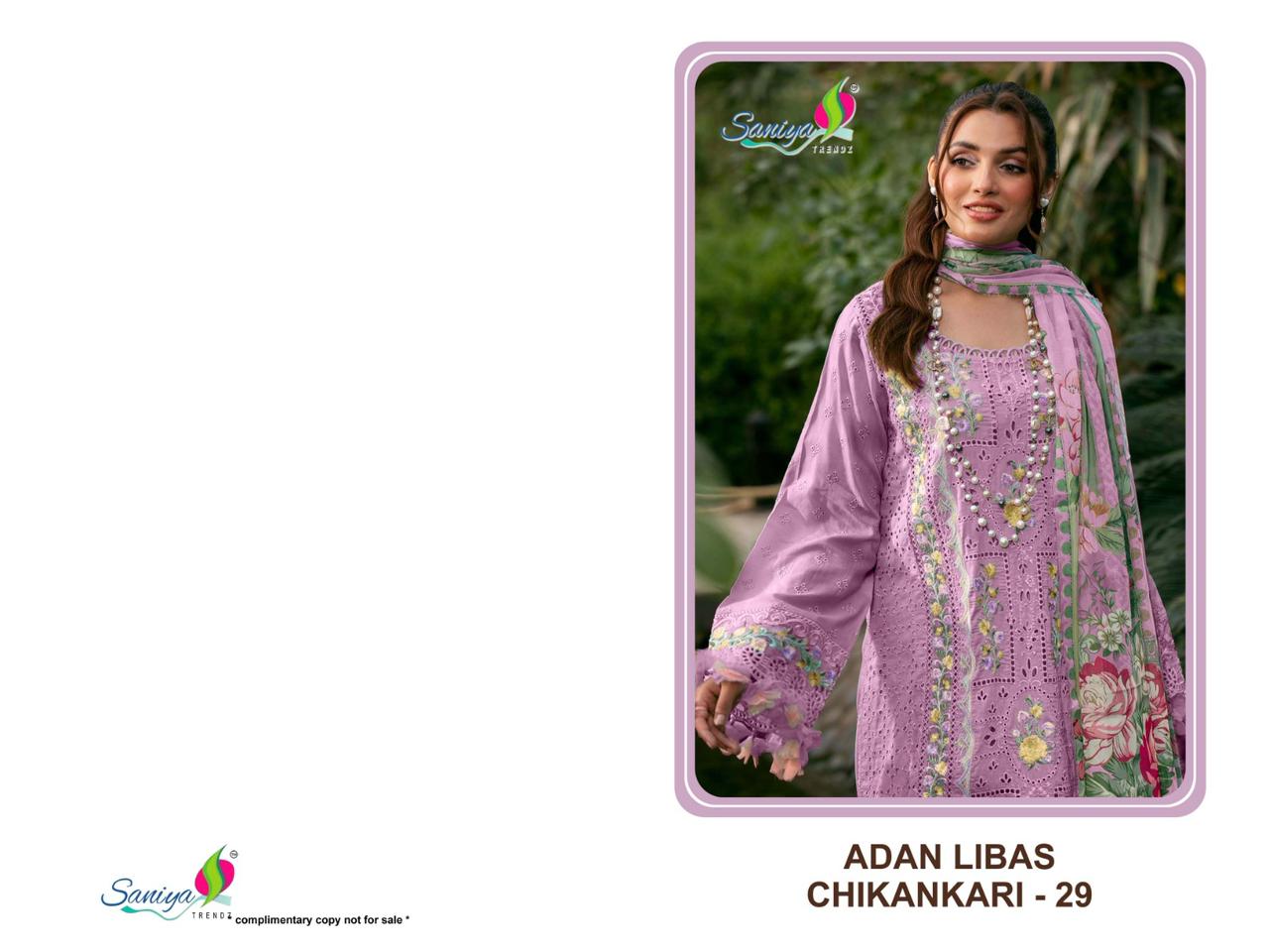 29001 Adan Libas Chikankari 29 Saniya Trendz Embroidered Pakistani Salwar Suits