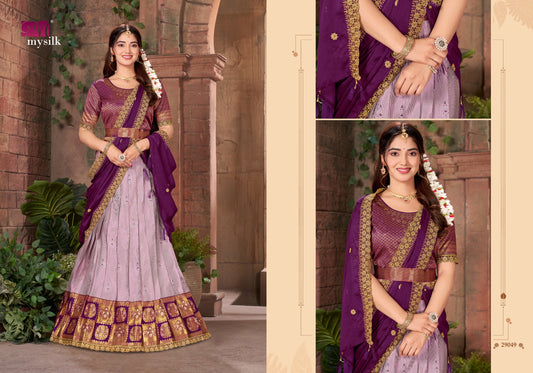 29049 Vernee Mysilk Rangoli Lehenga Saree