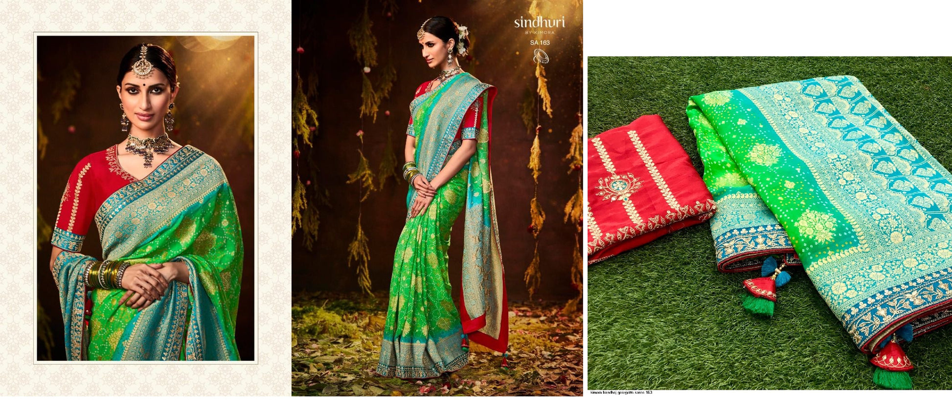 163 Bandhej Kimora Sarees