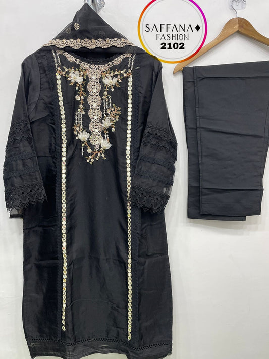 2102Black Saffana Pakistani Readymade Suits
