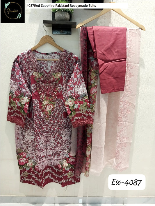 4087Red Sapphire Pakistani Readymade Suits
