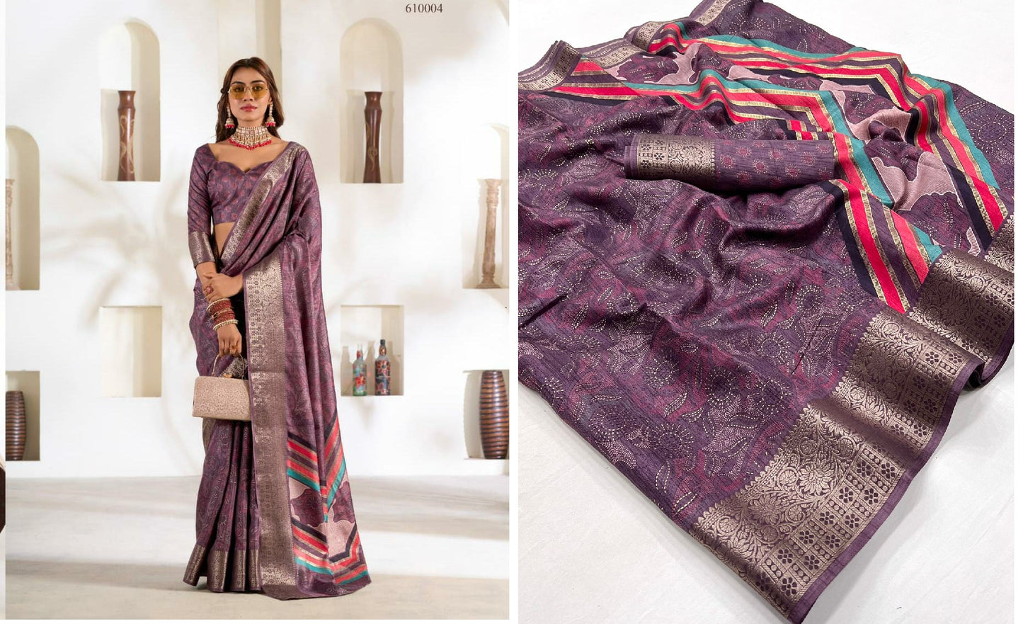 610004 Violet Silk Rajpath Sarees