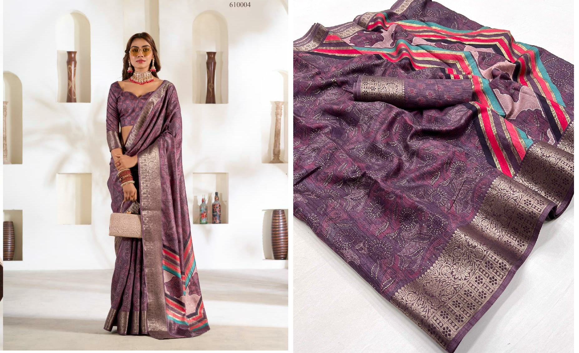 610004 Violet Silk Rajpath Sarees