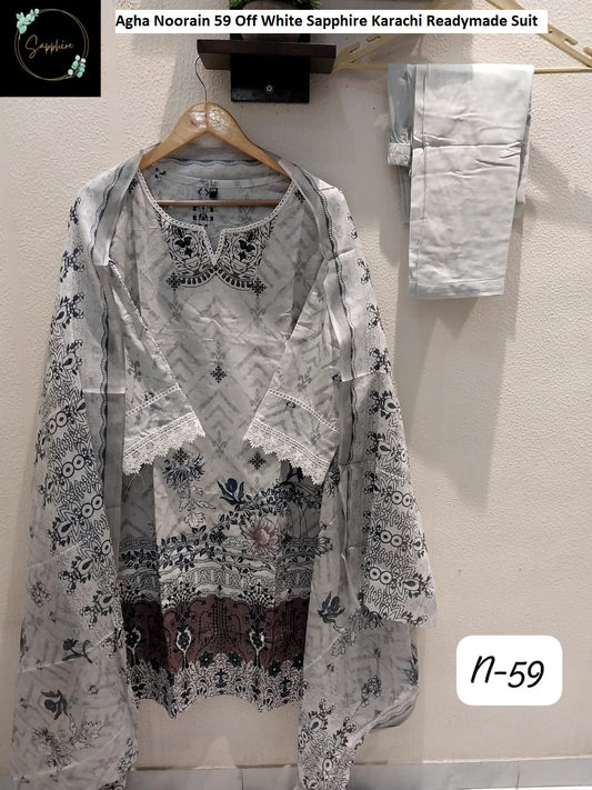 Agha Noorain 59 Off White Sapphire Karachi Readymade Suit