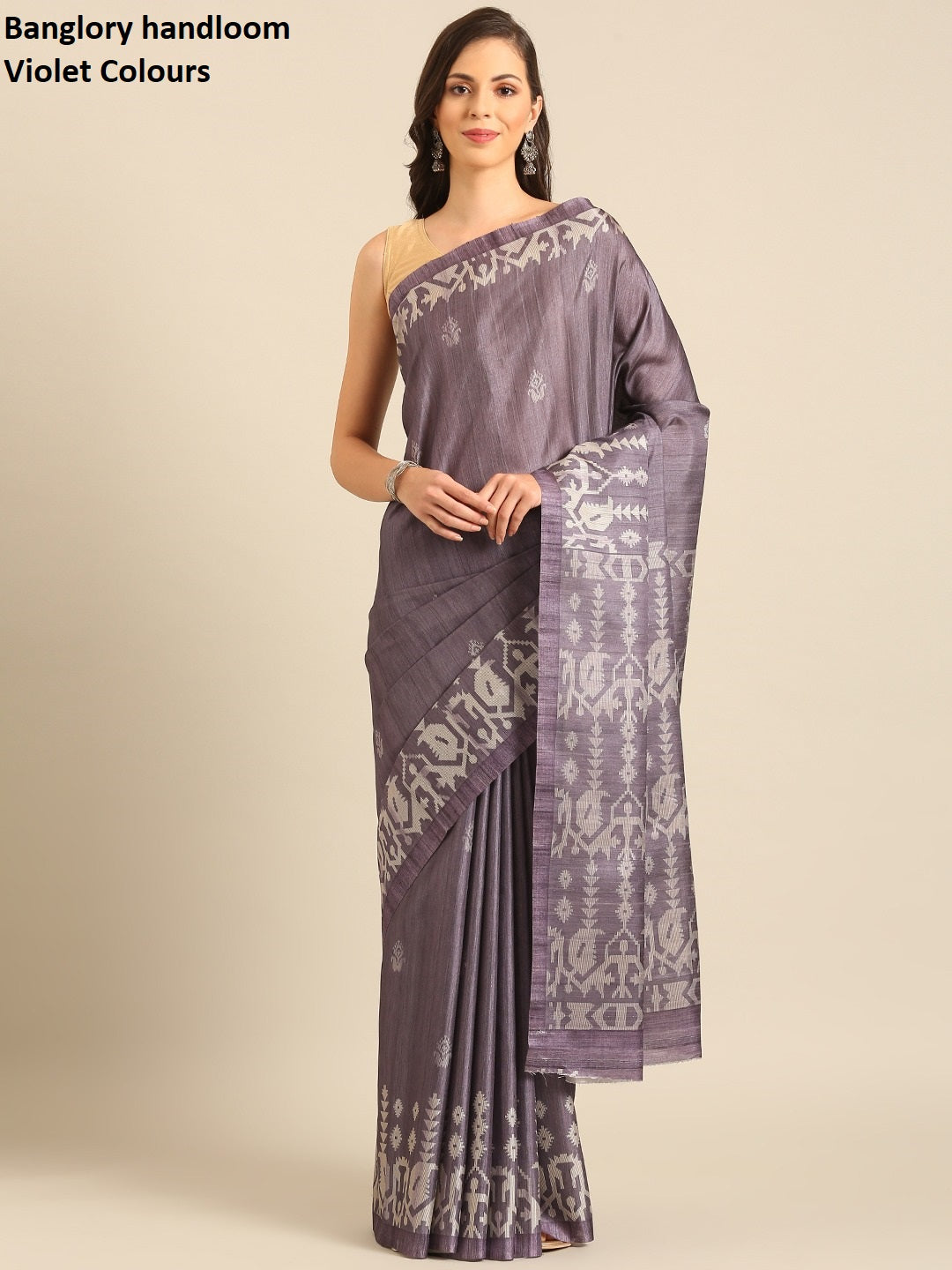 Banglory Handloom Violet Bunawat Sarees