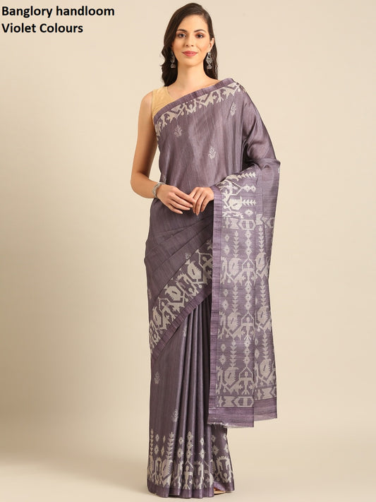 Banglory Handloom Violet Bunawat Sarees