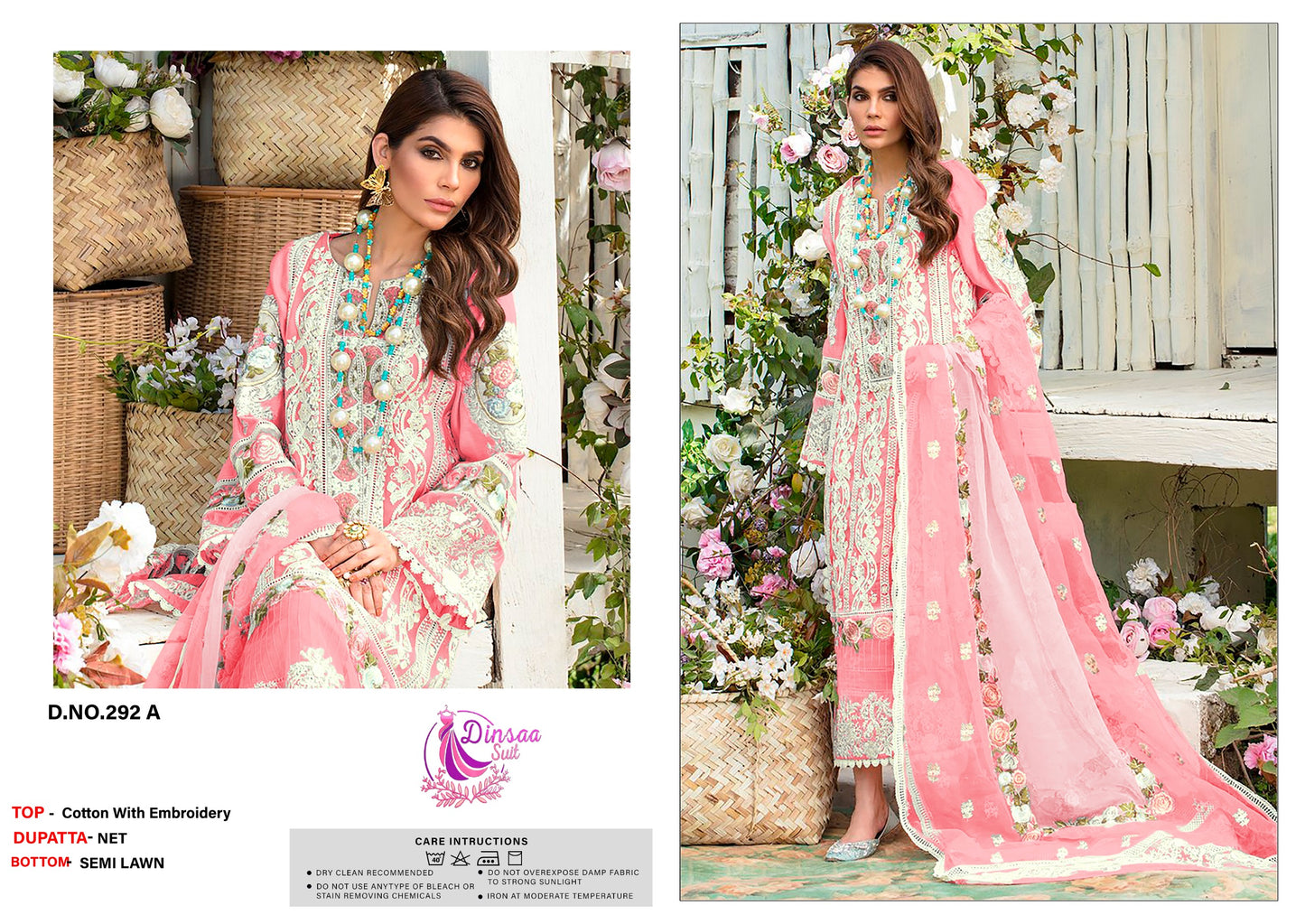 292A Dinsaa Suit Embroidery Pakistani Patch Suits