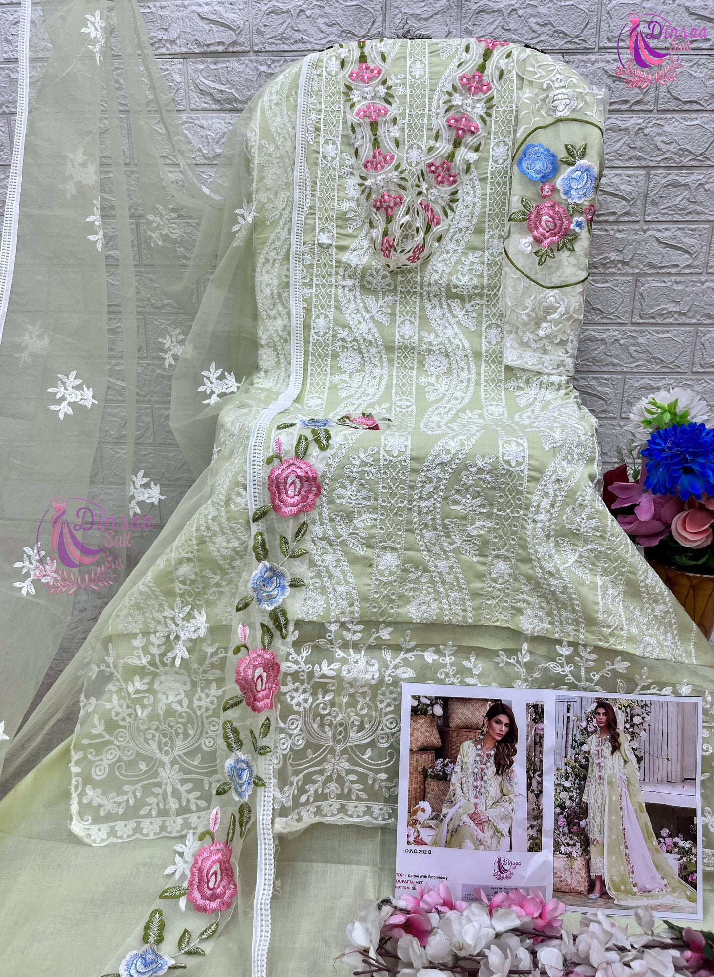 292B Dinsaa Suit Embroidery Pakistani Patch Suits