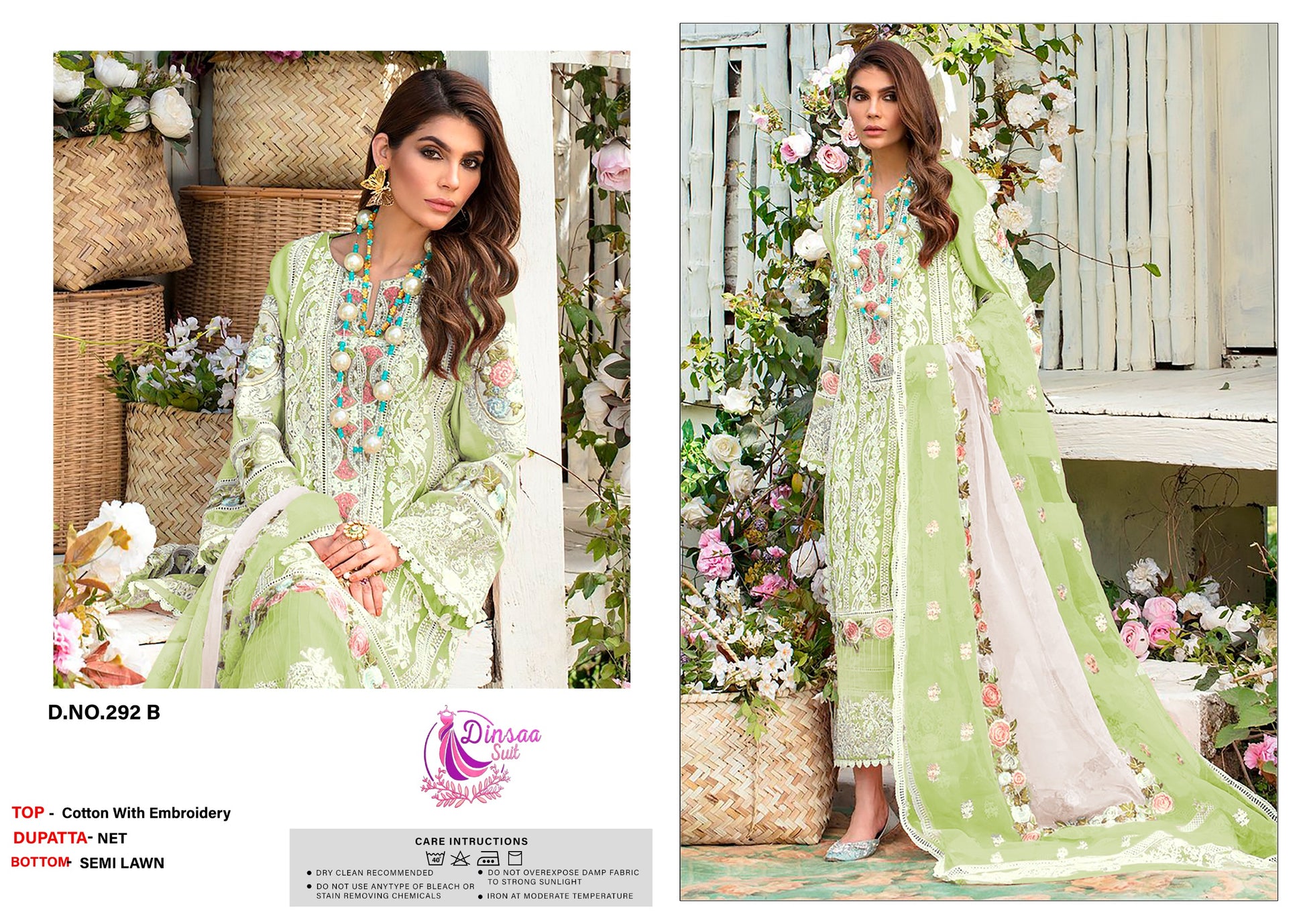 292B Dinsaa Suit Embroidery Pakistani Patch Suits