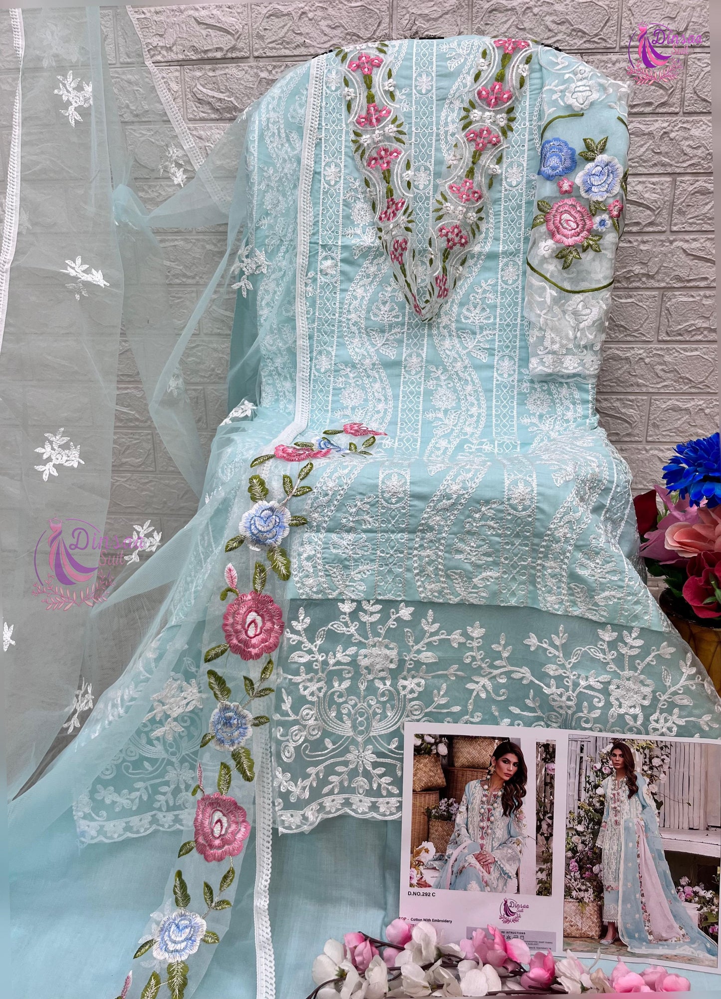 292C Dinsaa Suit Embroidery Pakistani Patch Suits