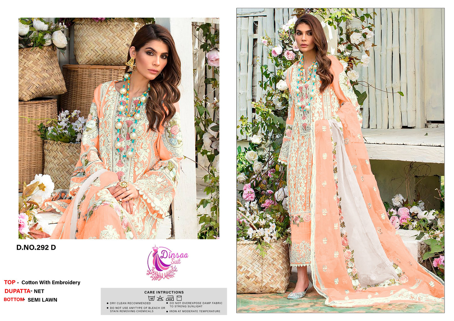 292D Dinsaa Suit Embroidery Pakistani Patch Suits
