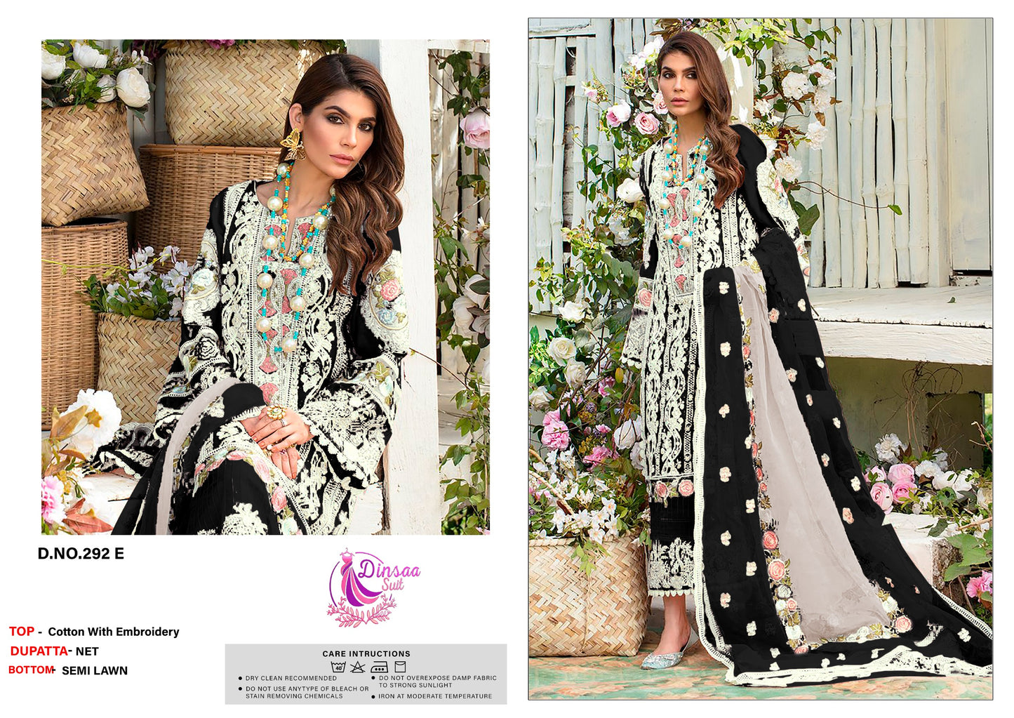 292E Dinsaa Suit Embroidery Pakistani Patch Suits