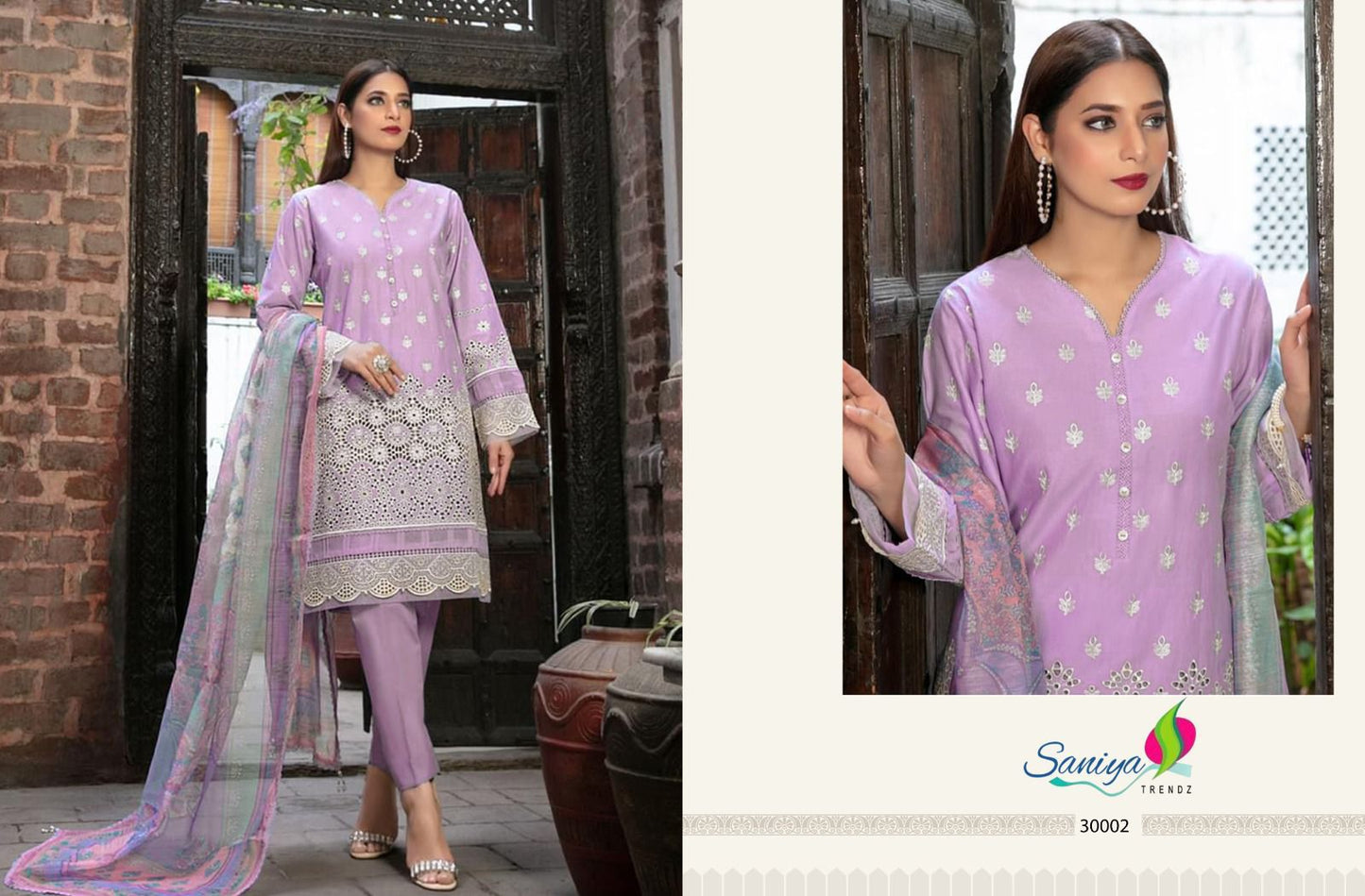 30002 Maria B Chikankari Vol 30 Saniya Trendz Cotton Pakistani Salwar Suits