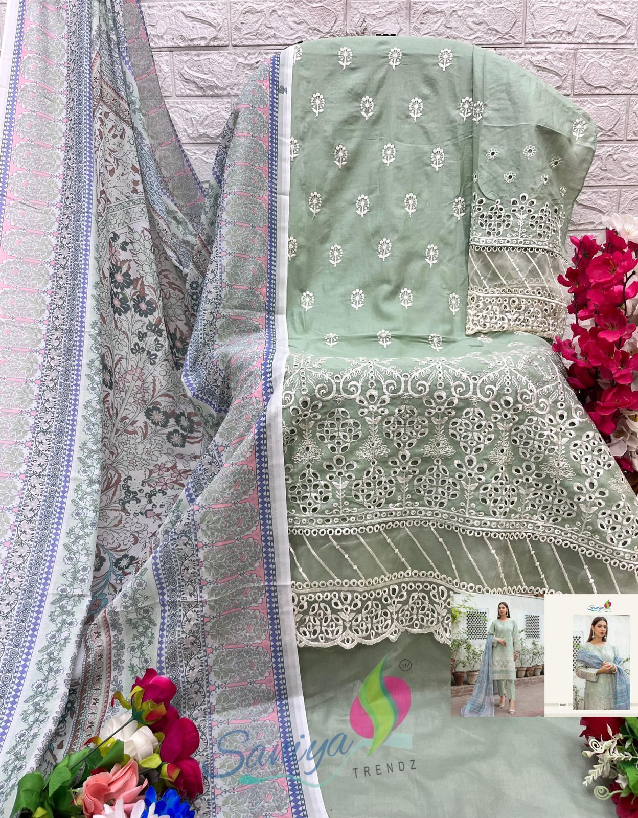 30003 Maria B Chikankari Vol 30 Saniya Trendz Cotton Pakistani Salwar Suits