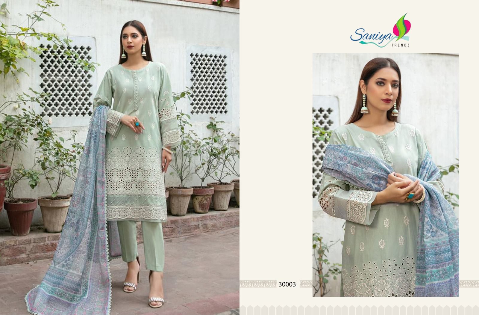 30003 Maria B Chikankari Vol 30 Saniya Trendz Cotton Pakistani Salwar Suits