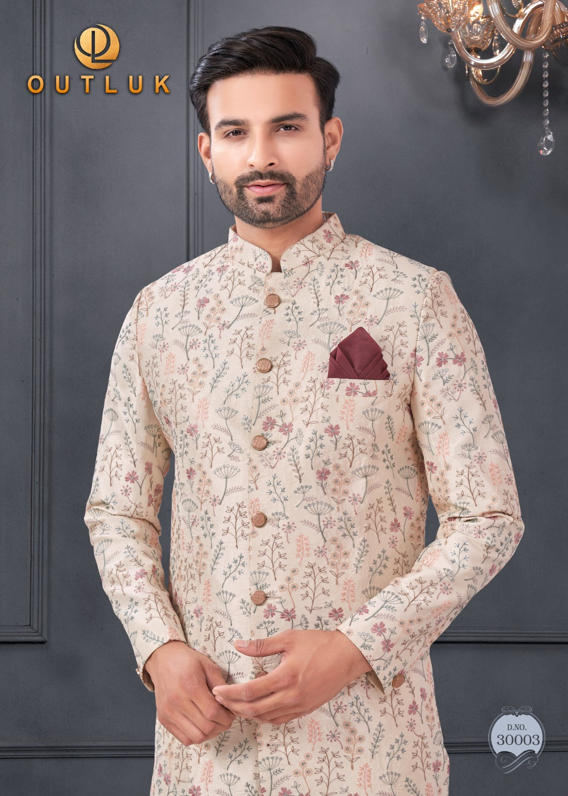 30003 Wedding Collection Vol 30 Outluk Embroidery Mens Kurta Pyjama