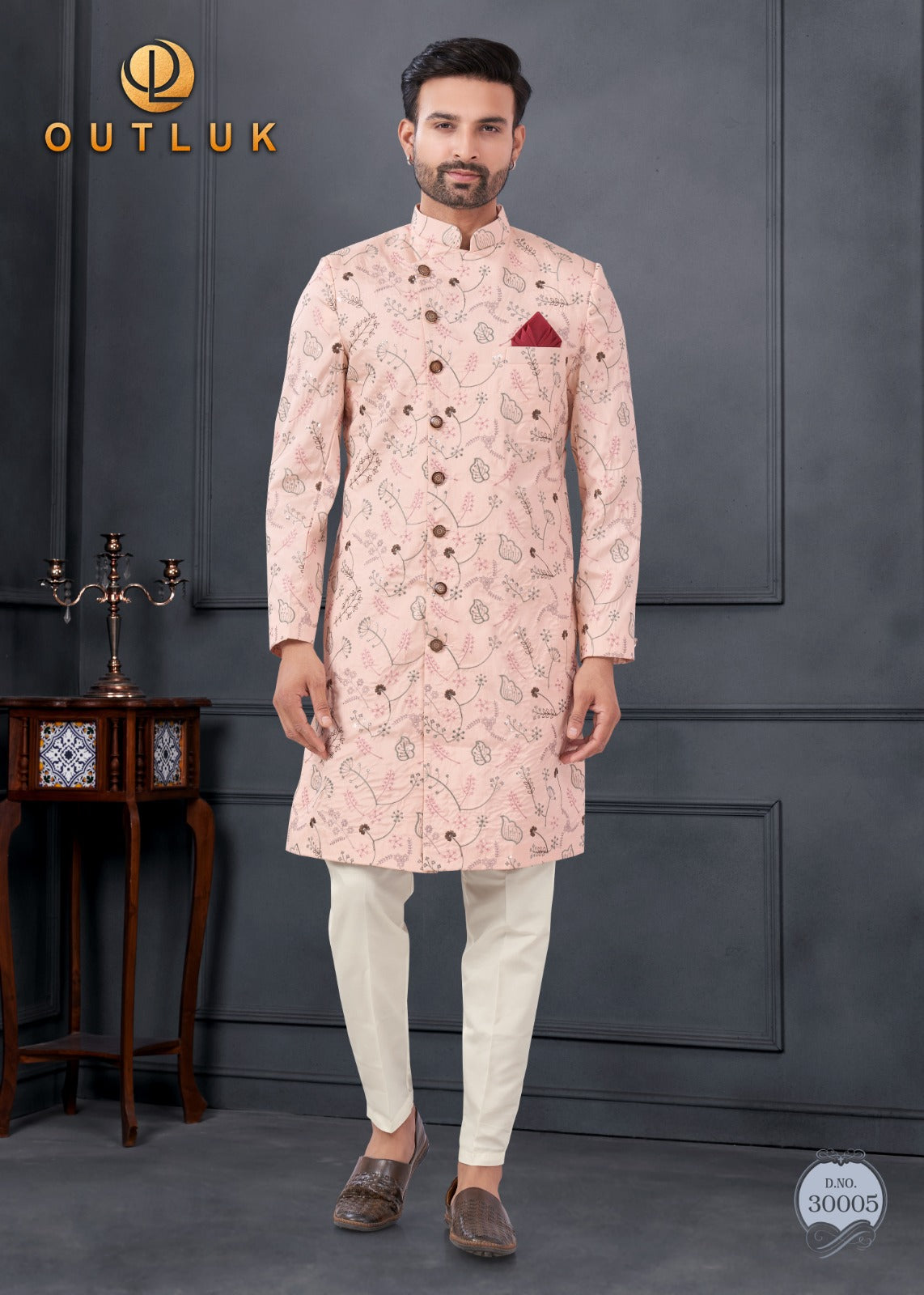 30005 Wedding Collection Vol 30 Outluk Embroidery Mens Kurta Pyjama