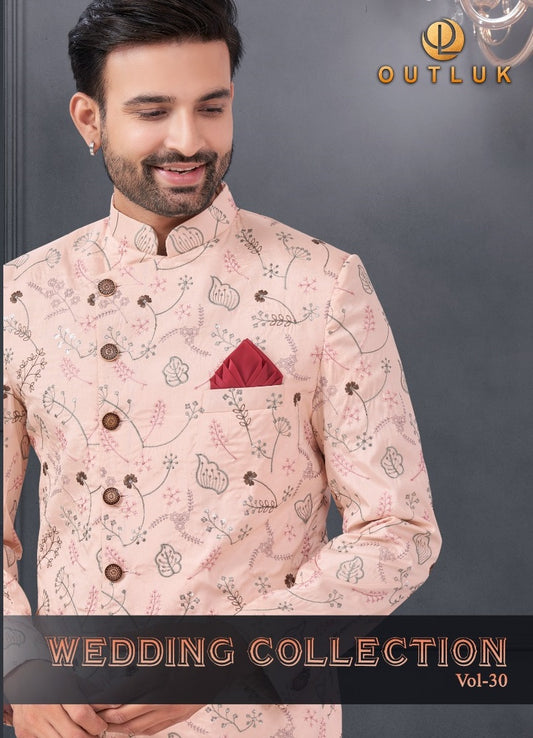 30005 Wedding Collection Vol 30 Outluk Embroidery Mens Kurta Pyjama