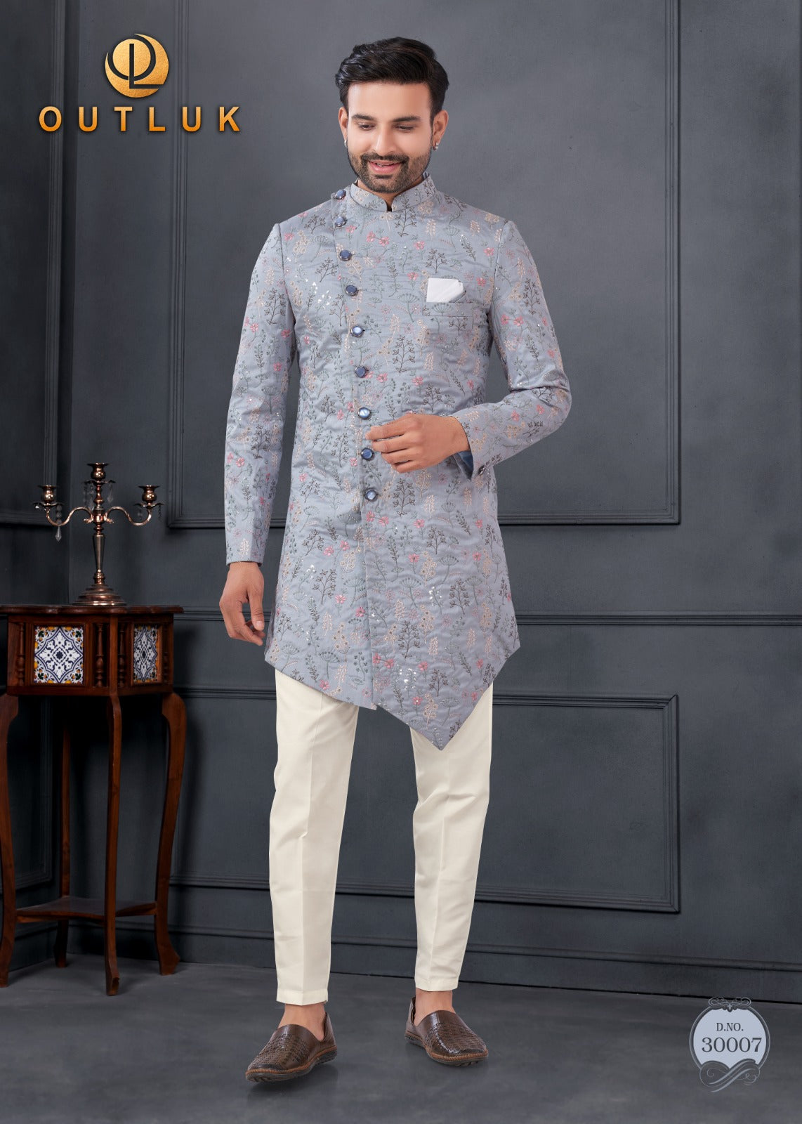 30007 Wedding Collection Vol 30 Outluk Embroidery Mens Kurta Pyjama