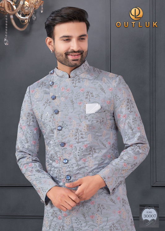 30007 Wedding Collection Vol 30 Outluk Embroidery Mens Kurta Pyjama