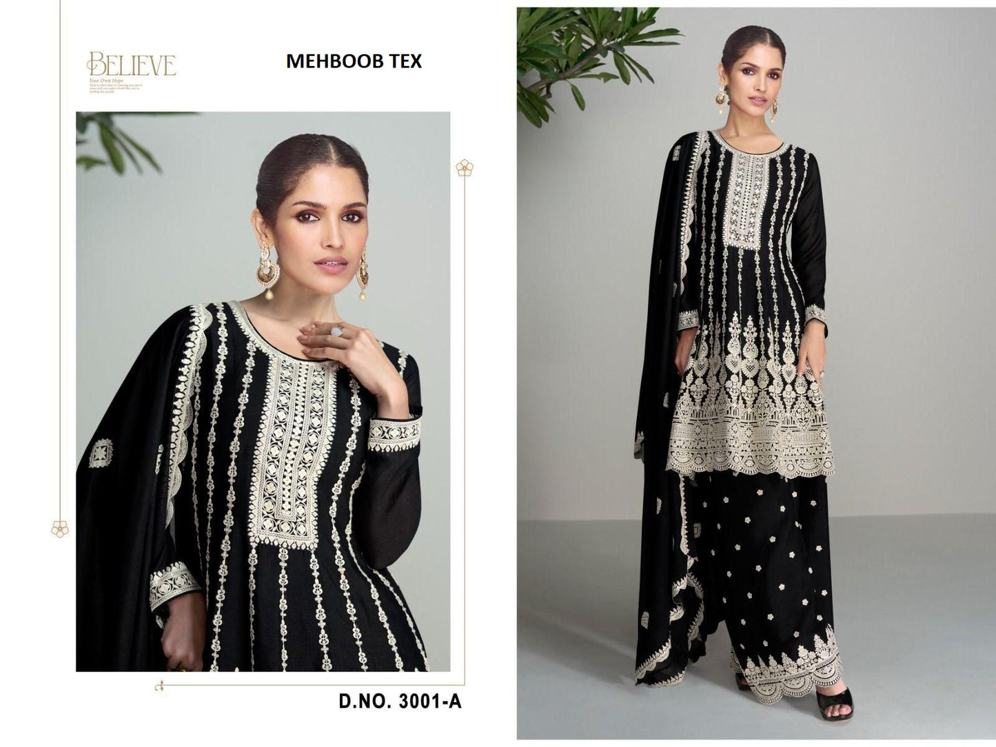 3001A Mehboob Tex Embroidery Pakistani Salwar Suits