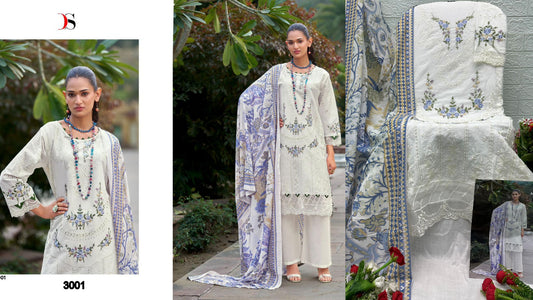 3001 Maria B Luxe 3 Deepsy Pure Cotton Pakistani Salwar Suits