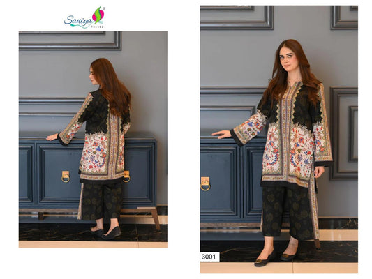 3001 Turkish Karachi Print Saniya Trendz Satin Co Ord Set