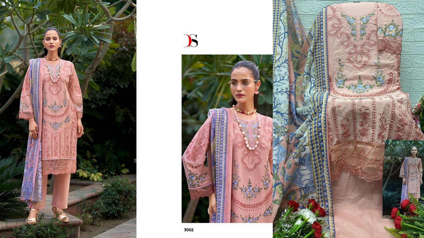 3002 Maria B Luxe 3 Deepsy Pure Cotton Pakistani Salwar Suits