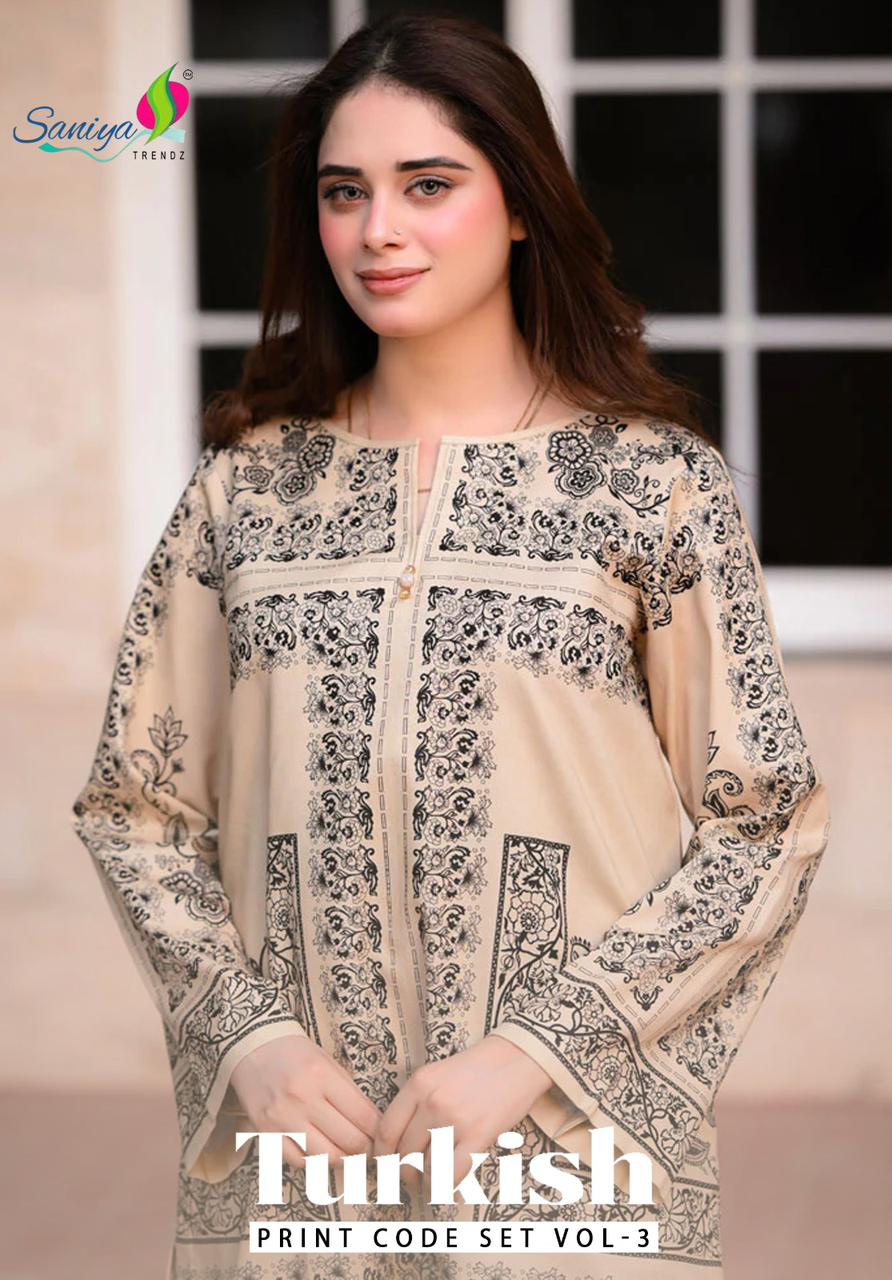 3002 Turkish Karachi Print Saniya Trendz Satin Co Ord Set