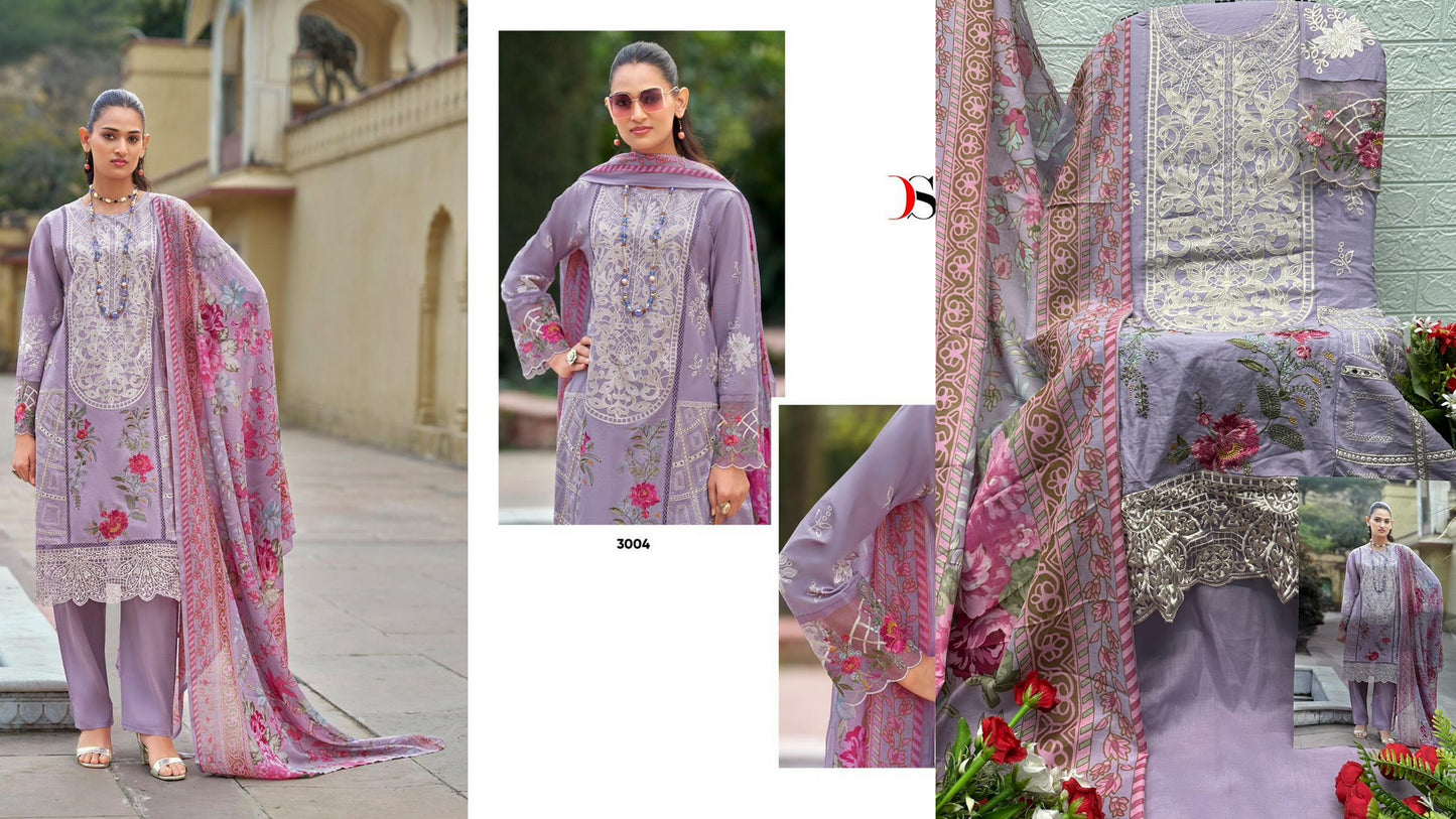 3004 Maria B Luxe 3 Deepsy Pure Cotton Pakistani Salwar Suits
