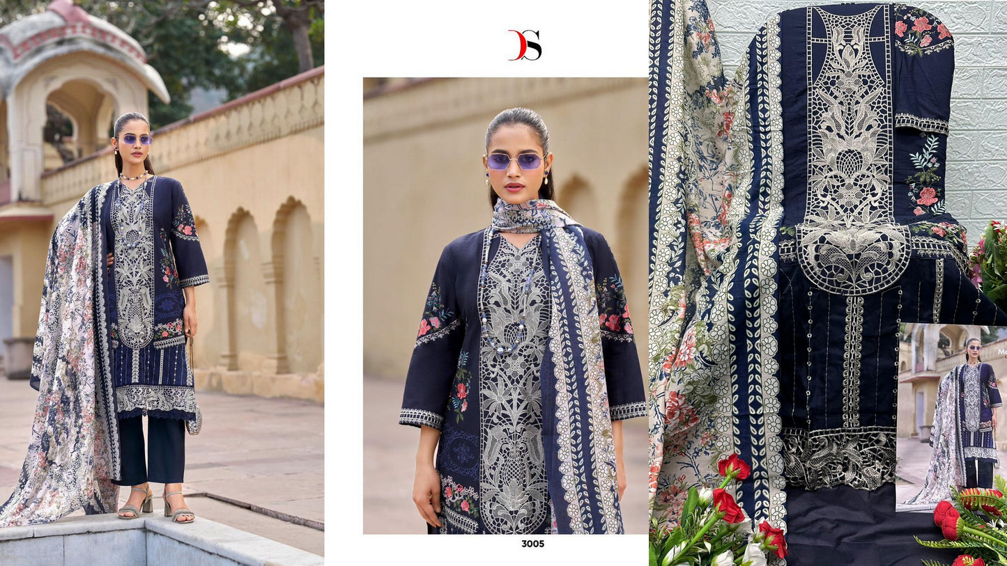 3005 Maria B Luxe 3 Deepsy Pure Cotton Pakistani Salwar Suits