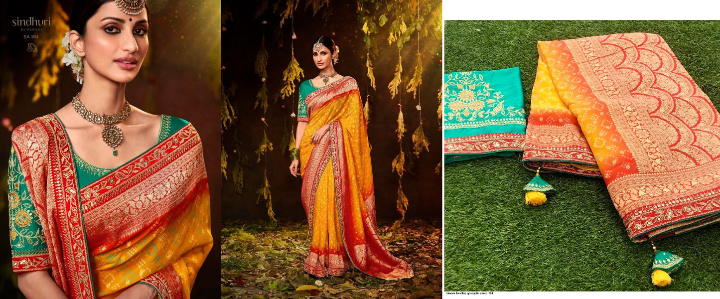 164 Bandhej Kimora Sarees