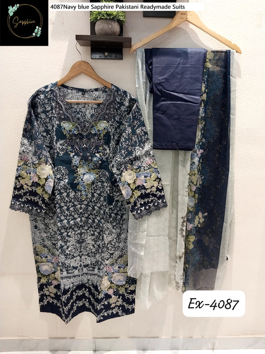 4087Navy Blue Sapphire Pakistani Readymade Suits