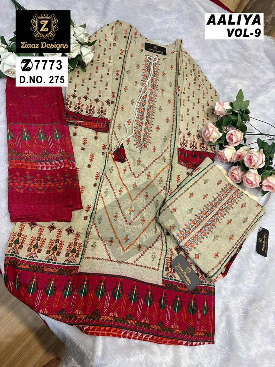 275 Aaliya Vol 9 Ziaaz Designs Pakistani Salwar Suits